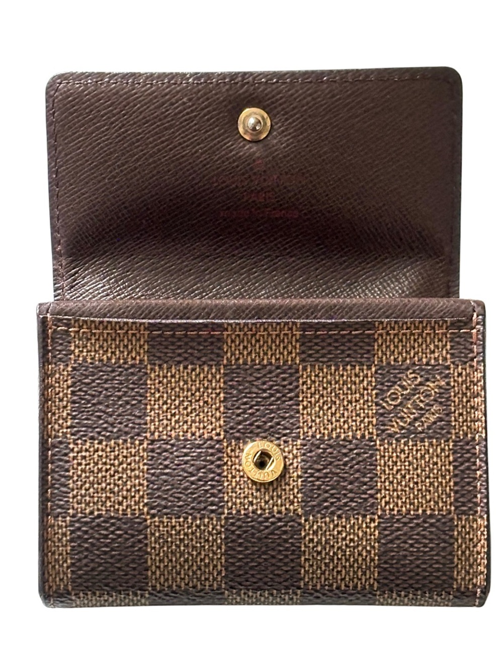 Louis Vuitton VINTAGE Damier Porte Monnaie Plat Coin Purse Rare Red Snap - Picture 3 of 9